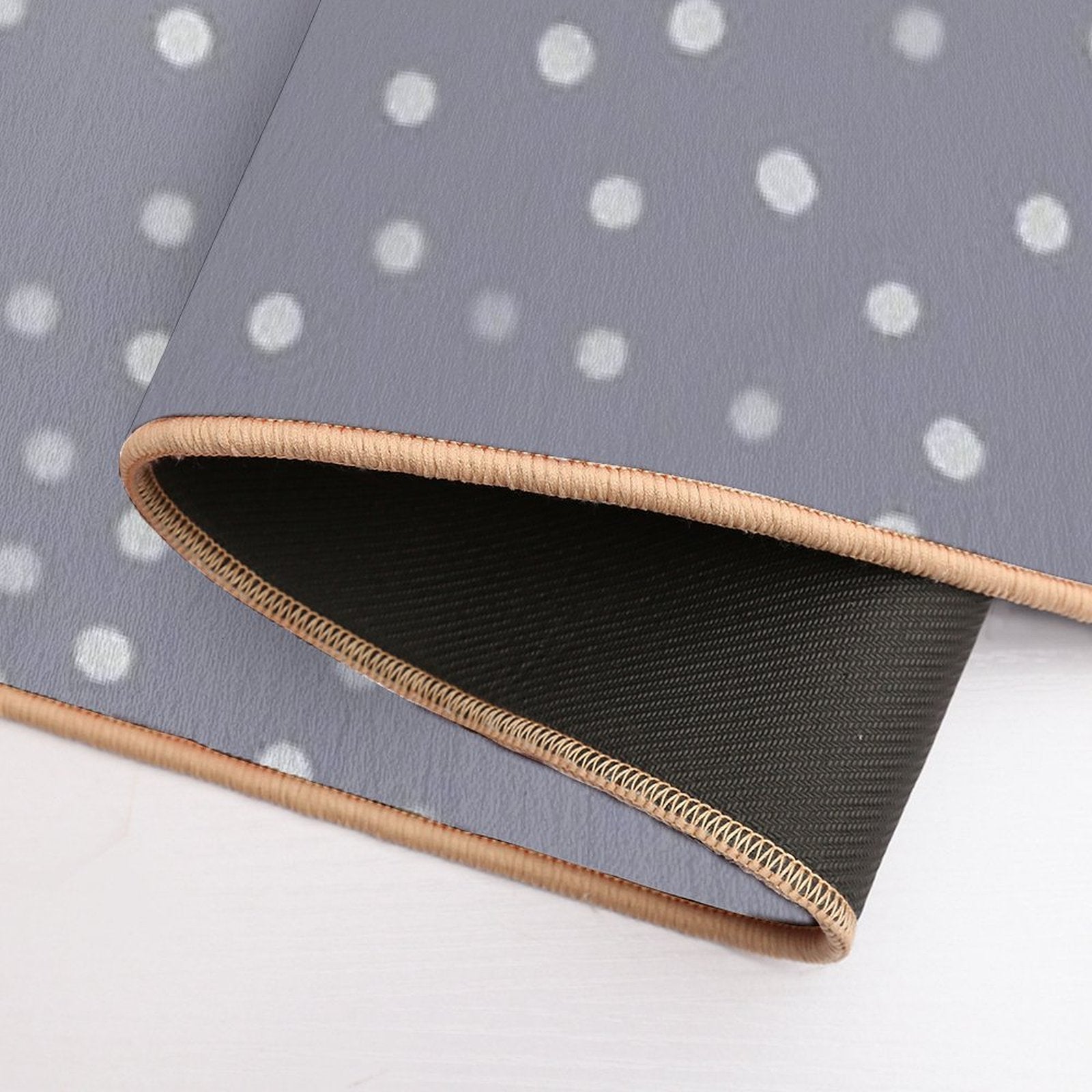 Blue Grey And White Color Polka Dots Design  Easy To Clean Bath Mat