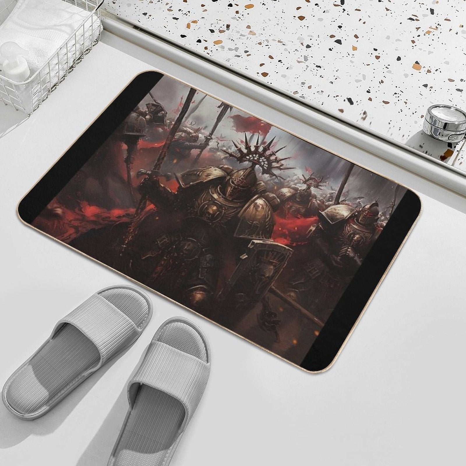 Epic Battle Death to The False Emperor - Dark Fantasy Art  High-Traffic Bath Mat