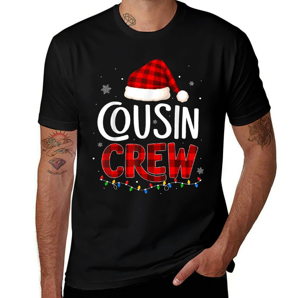 Cousin Crew Christmas Pajamas for Men Kids Women Grandkids  Oversized Silhouette T-Shirt