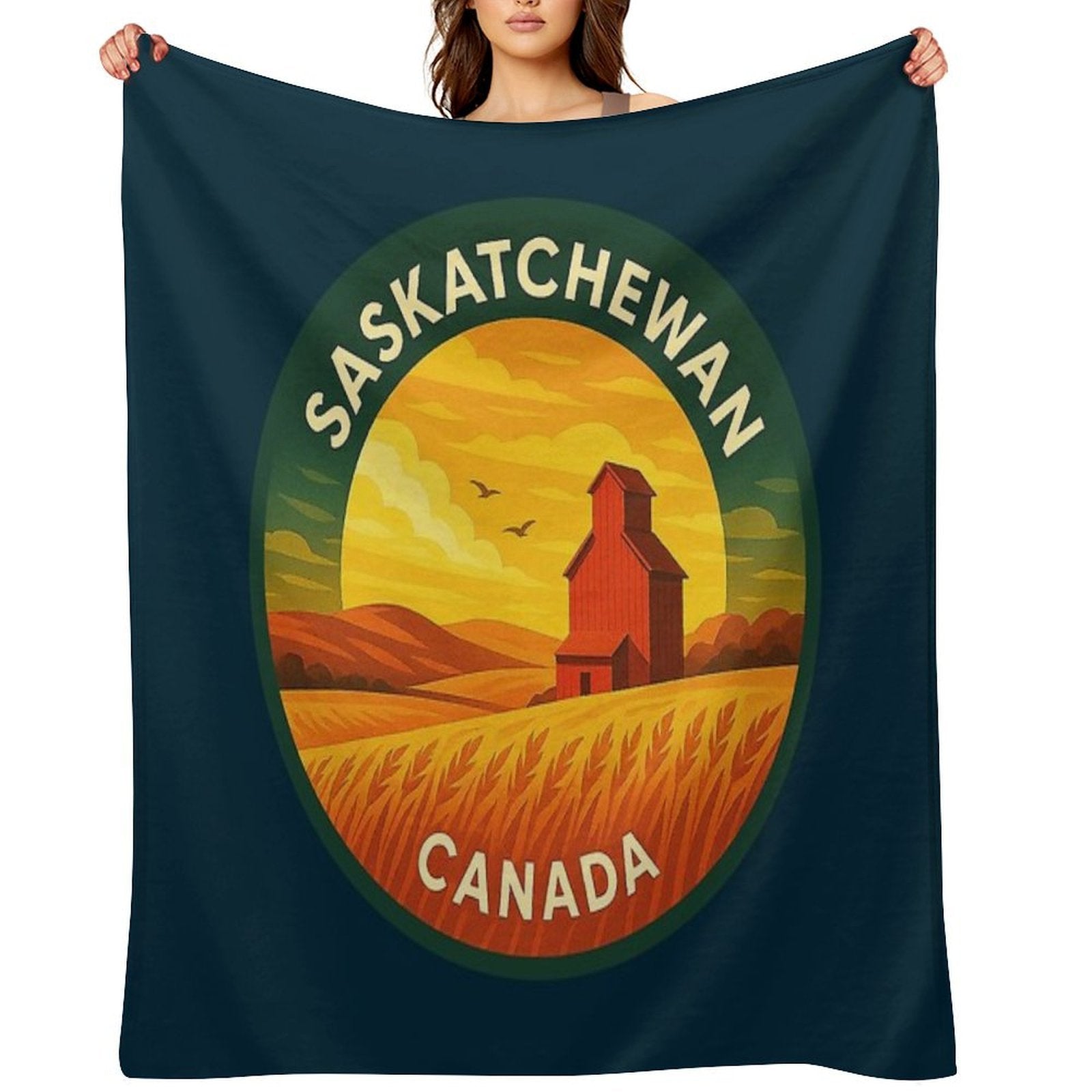 Saskatchewan Canada Vintage Travel Multi-functional Throw Blanket