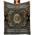 Greek Key Border Gold Black Meander Design Machine-washable Throw Blanket
