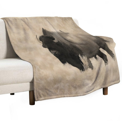 American Buffalo  -  Plains Bison Travel-friendly Throw Blanket