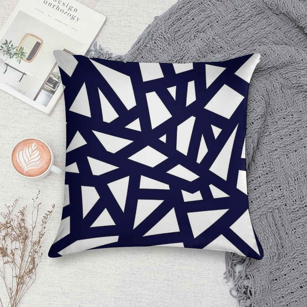 Navy Blue Thick Mosaic Lines On White Soft Luxury Feel Throw Pillow