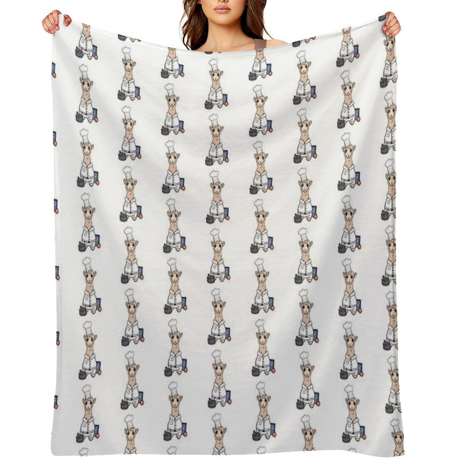 Chef Llama- Cute Cooking Animal Illustration for Foodies & Animal Lovers Machine-washable Throw Blanket