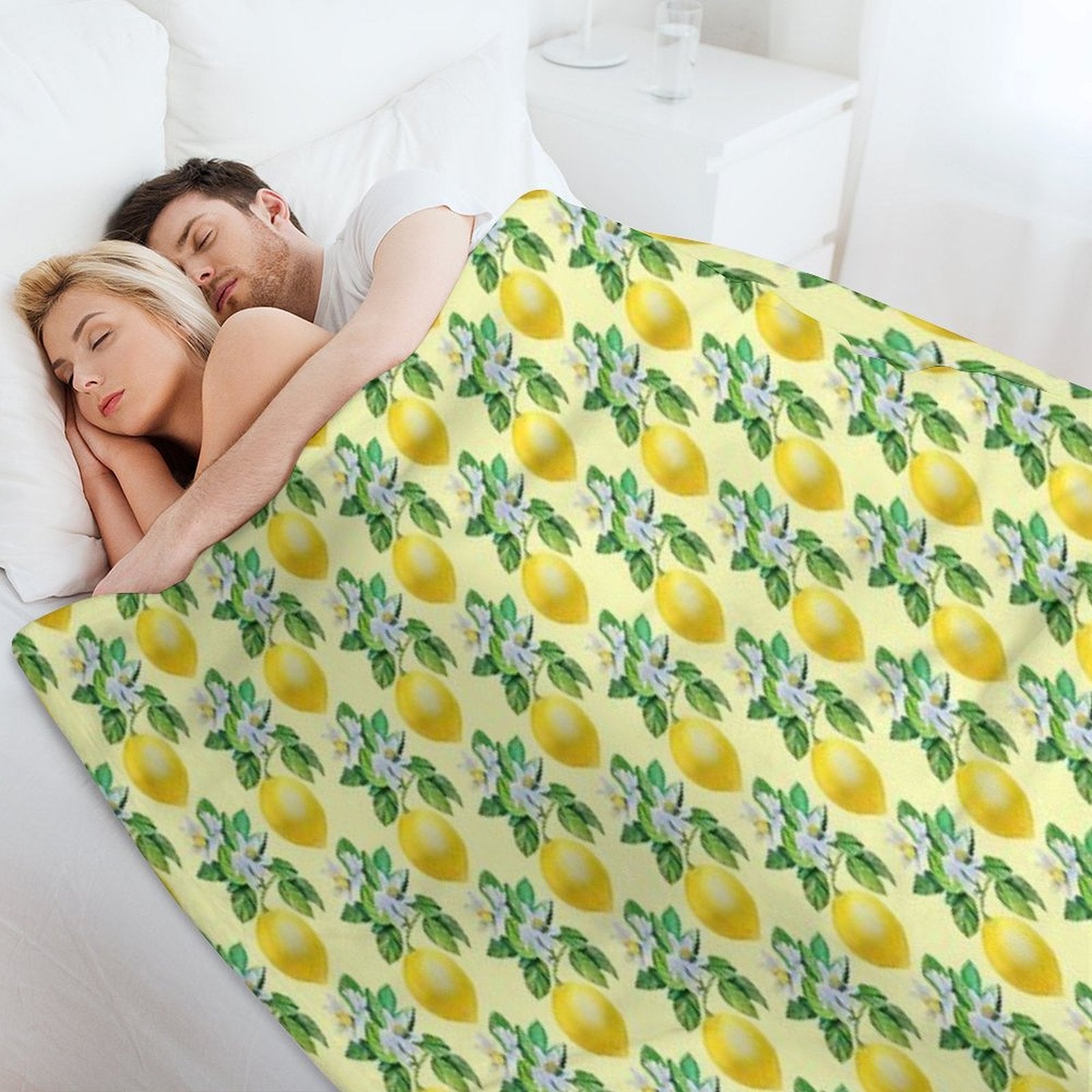 Lemon in Bloom Anti-pilling Throw Blanket