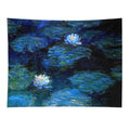 Water Lilies Monet Deep Blue Tapestry