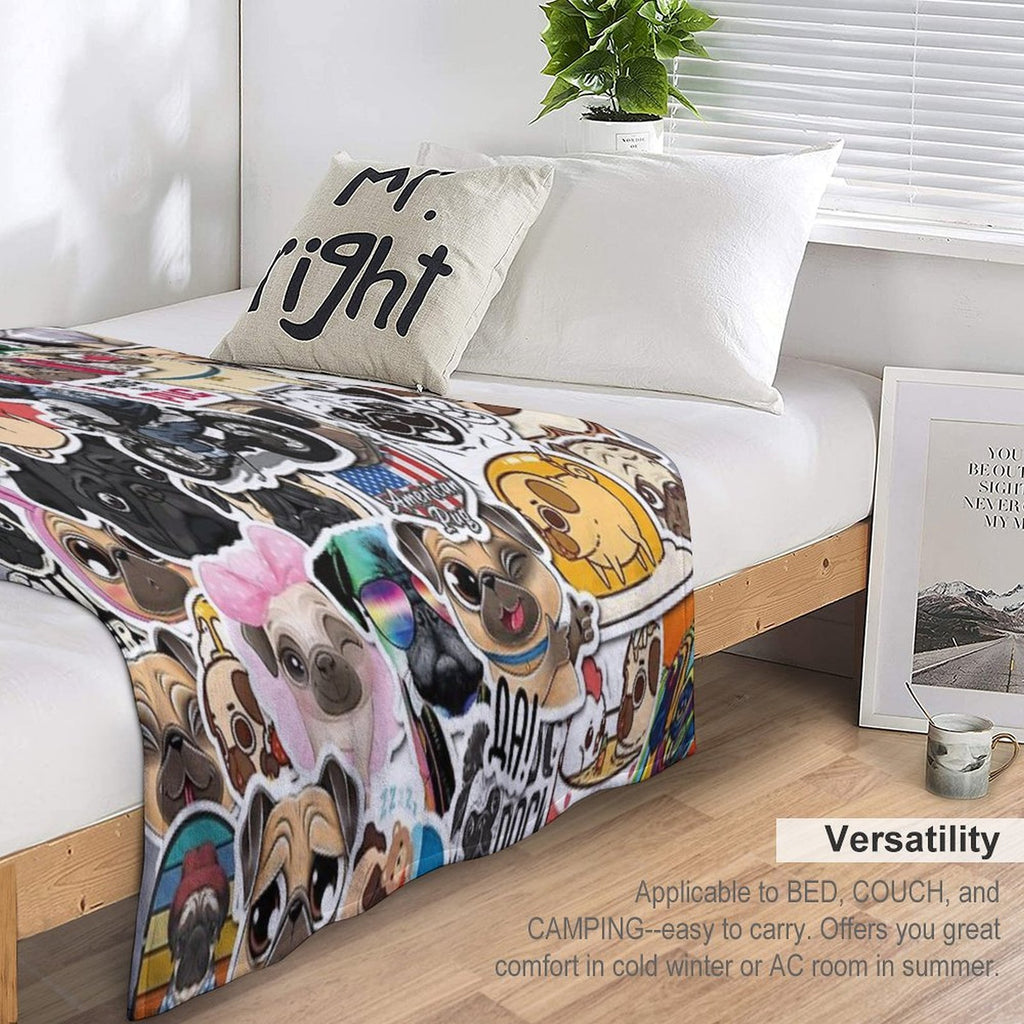 I Love French Bulldogs, Collage 2. Machine-washable Throw Blanket