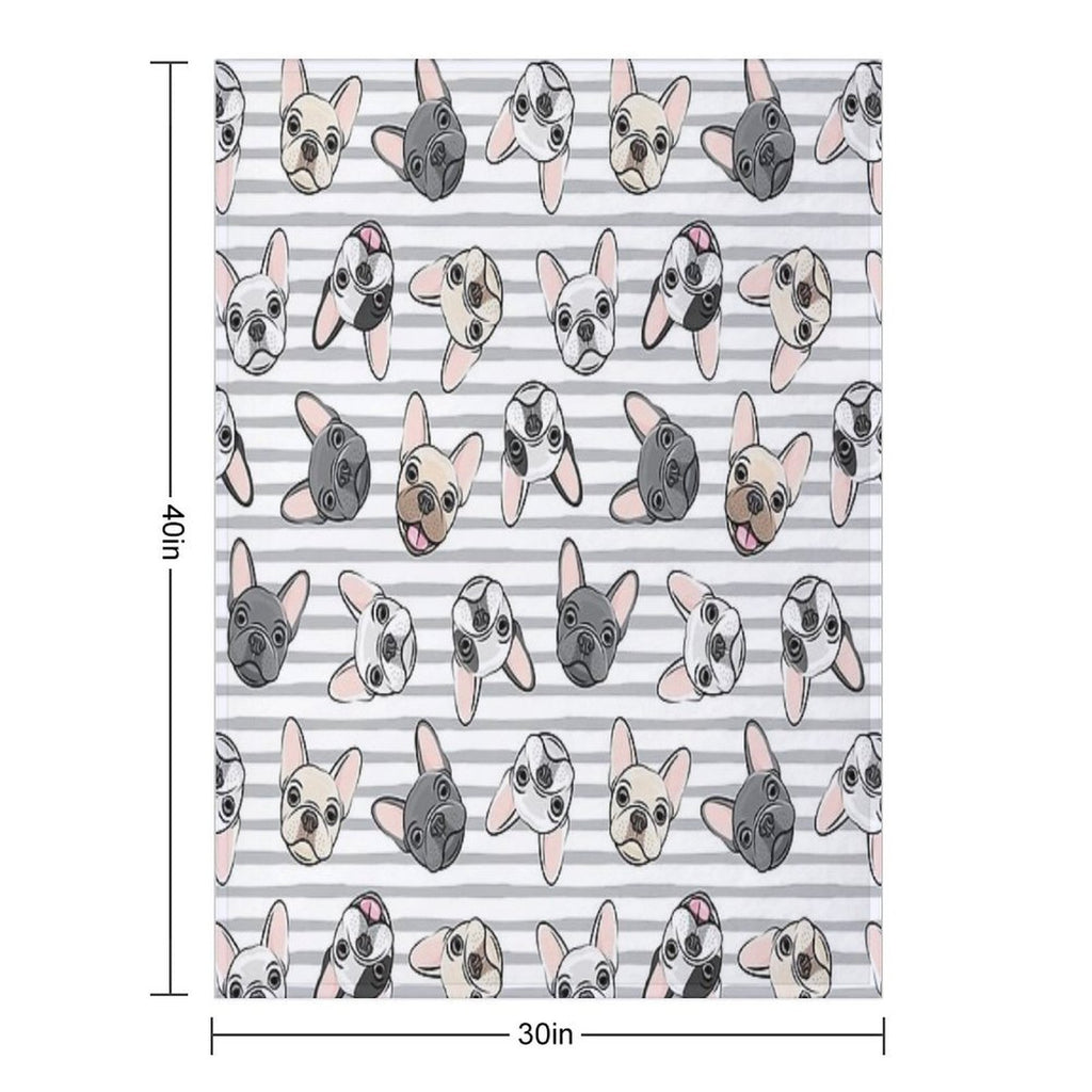 All The Frenchies - Grey Stripes - Cute French Bulldogs All-season Throw Blanket