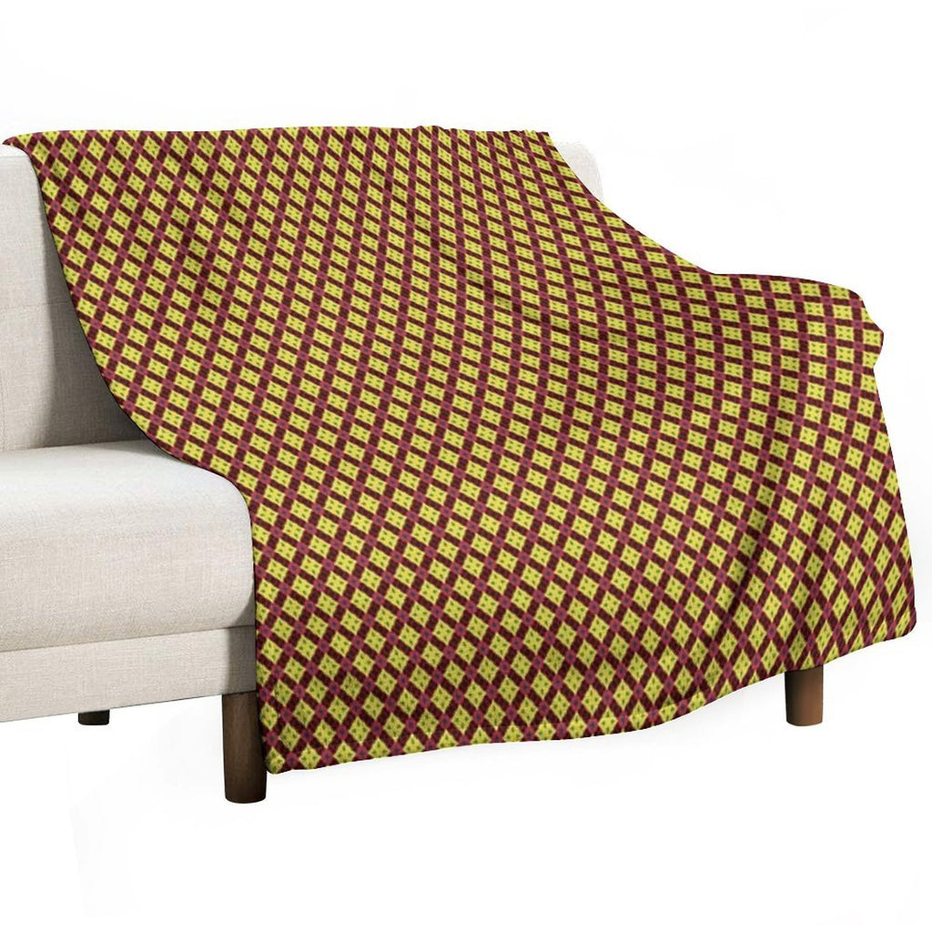 Golden Diamond Medallions Red Flowers Versatility Throw Blanket