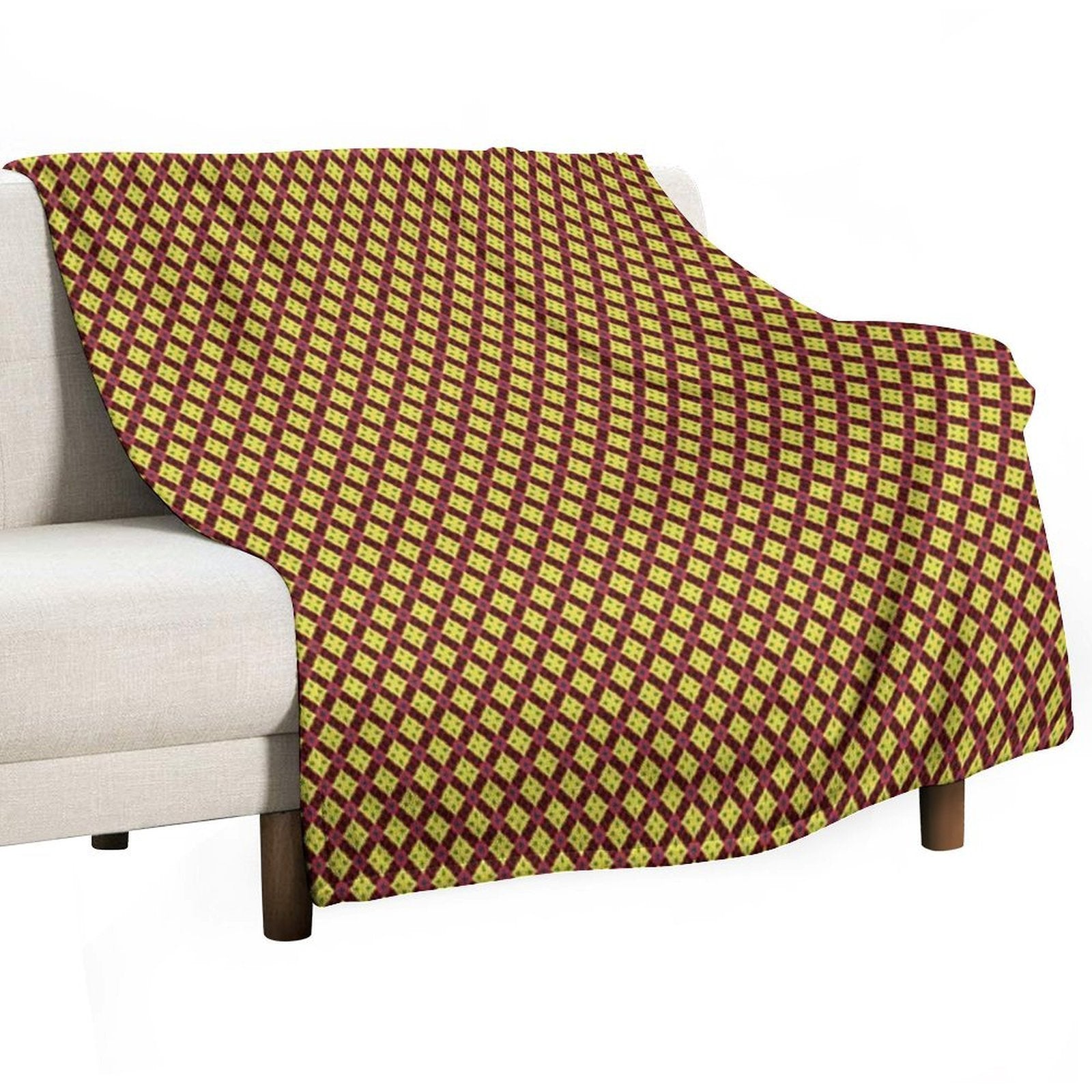 Golden Diamond Medallions Red Flowers Versatility Throw Blanket