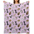 Cat Pattern - Pink Machine-washable Throw Blanket
