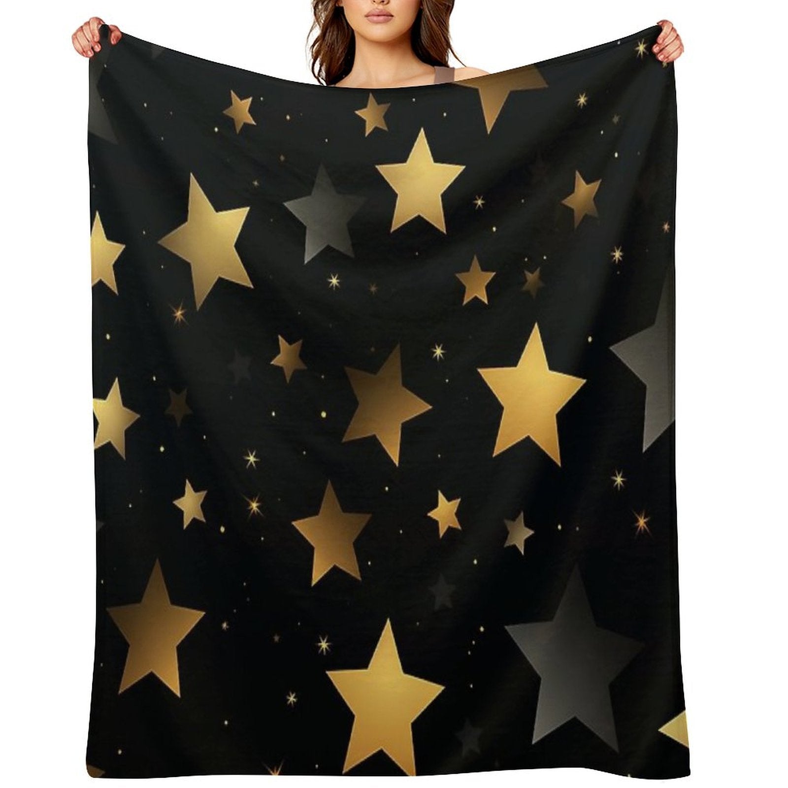 Stars on Black Background Quick-dry Throw Blanket