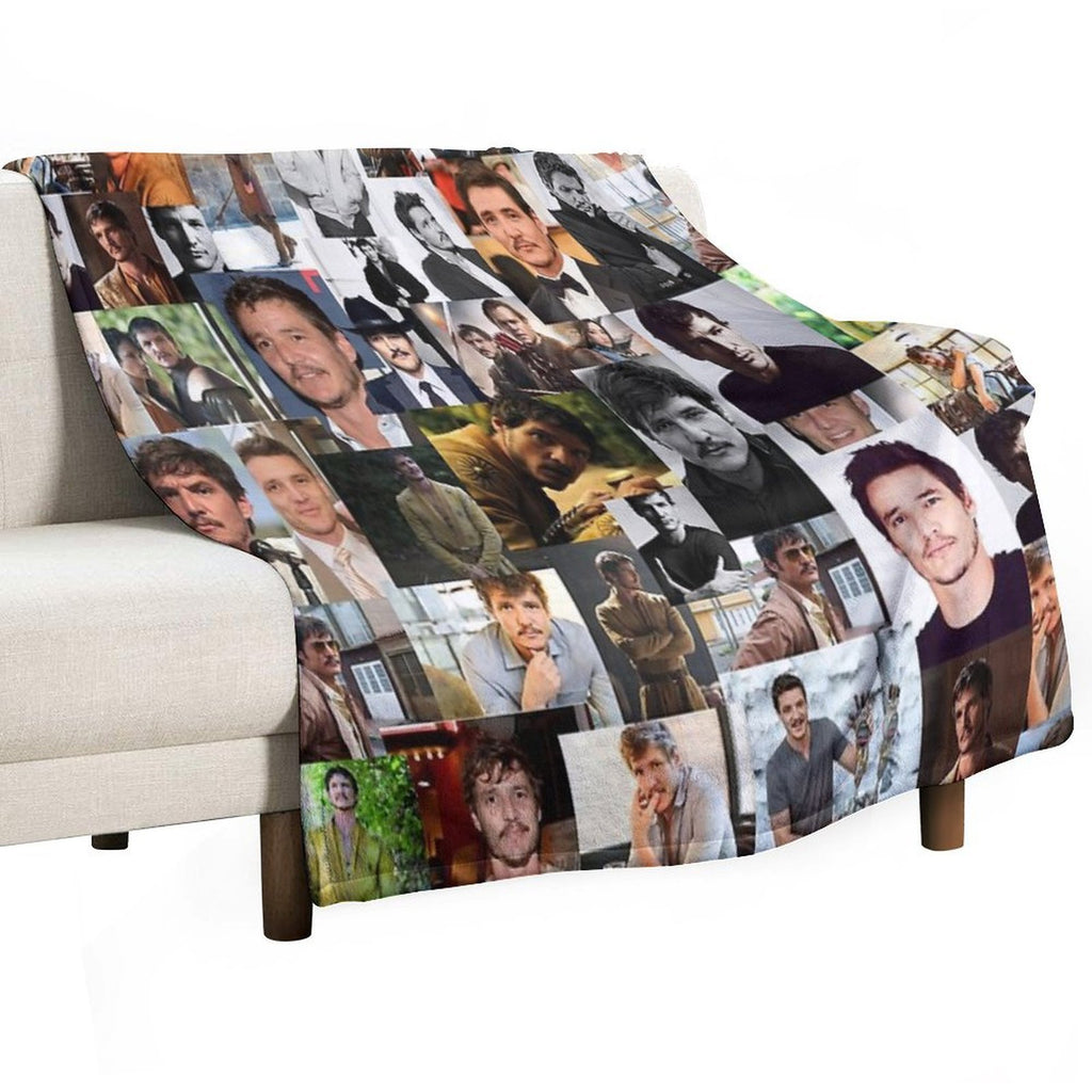 Pedro Pascal Abstract Seamless Collage Quick-dry Throw Blanket