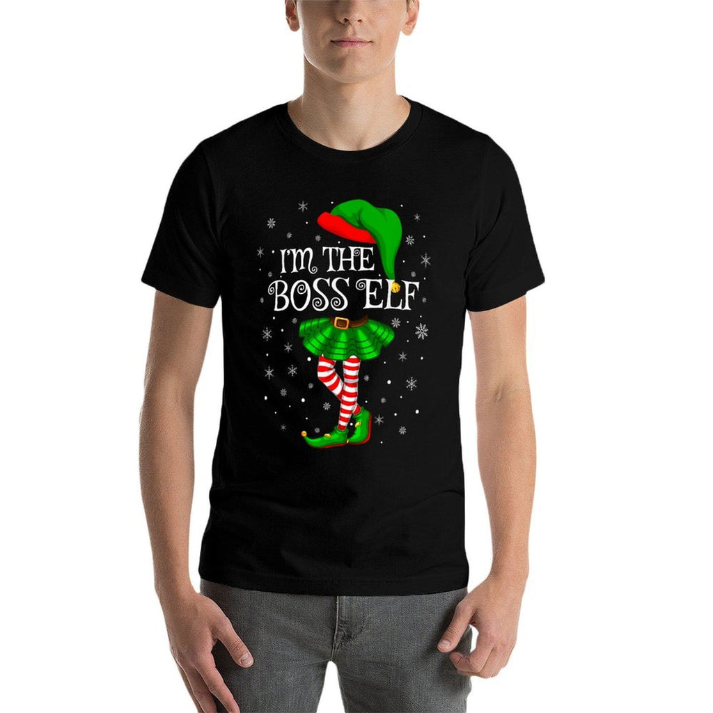 Family Matching Women Girls Im The Boss Elf Christmas  Easy-care T-Shirt