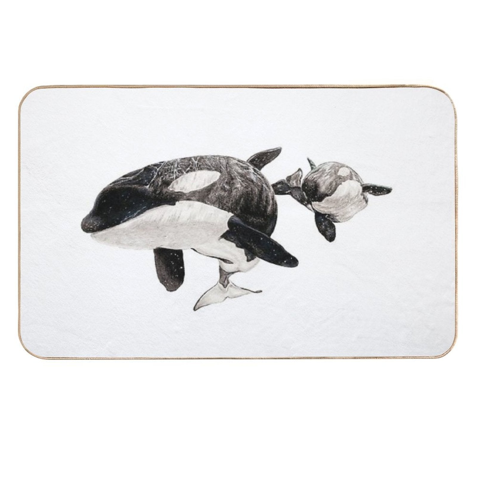 Katina And Taku The Killer Whales Drawing  Odorless Bath Mat