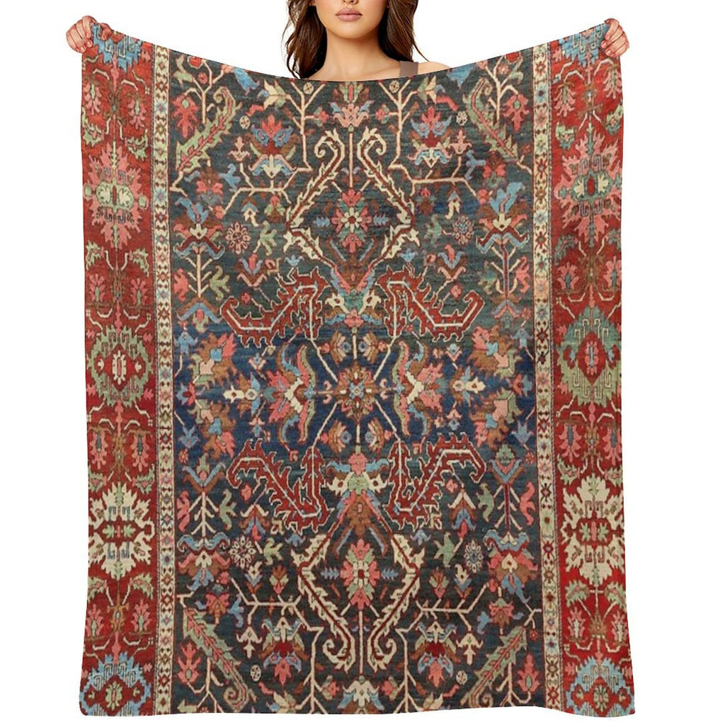 Antique Floral Persian Carpet Print Gift-ready Throw Blanket