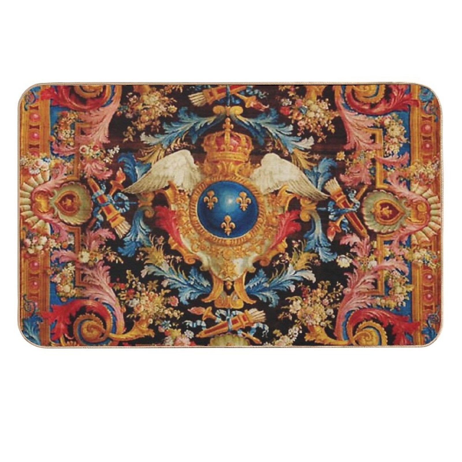 Louis XV Savonnerie French Carpet Print  Easy Maintenance Bath Mat