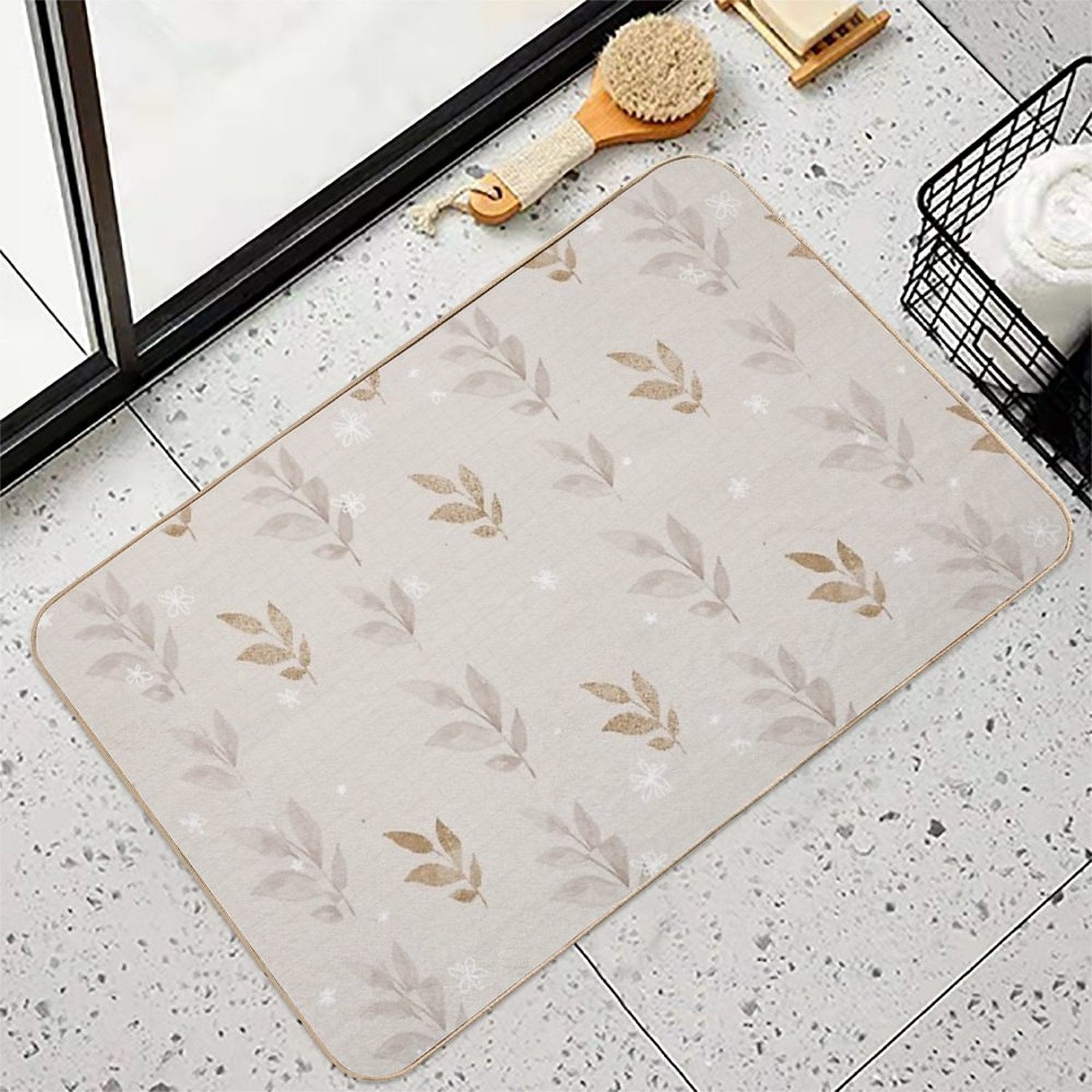 Gold Leaf Print  Versatile Bath Mat