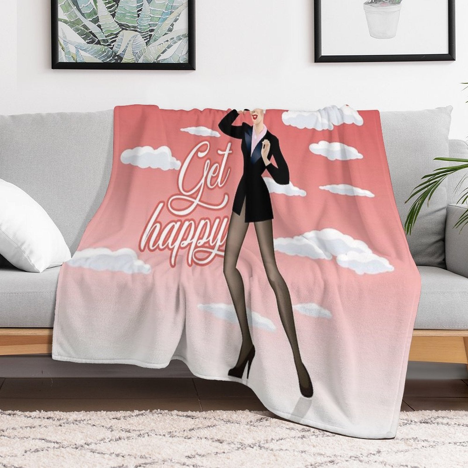 Get Happy Sustainable Throw Blanket