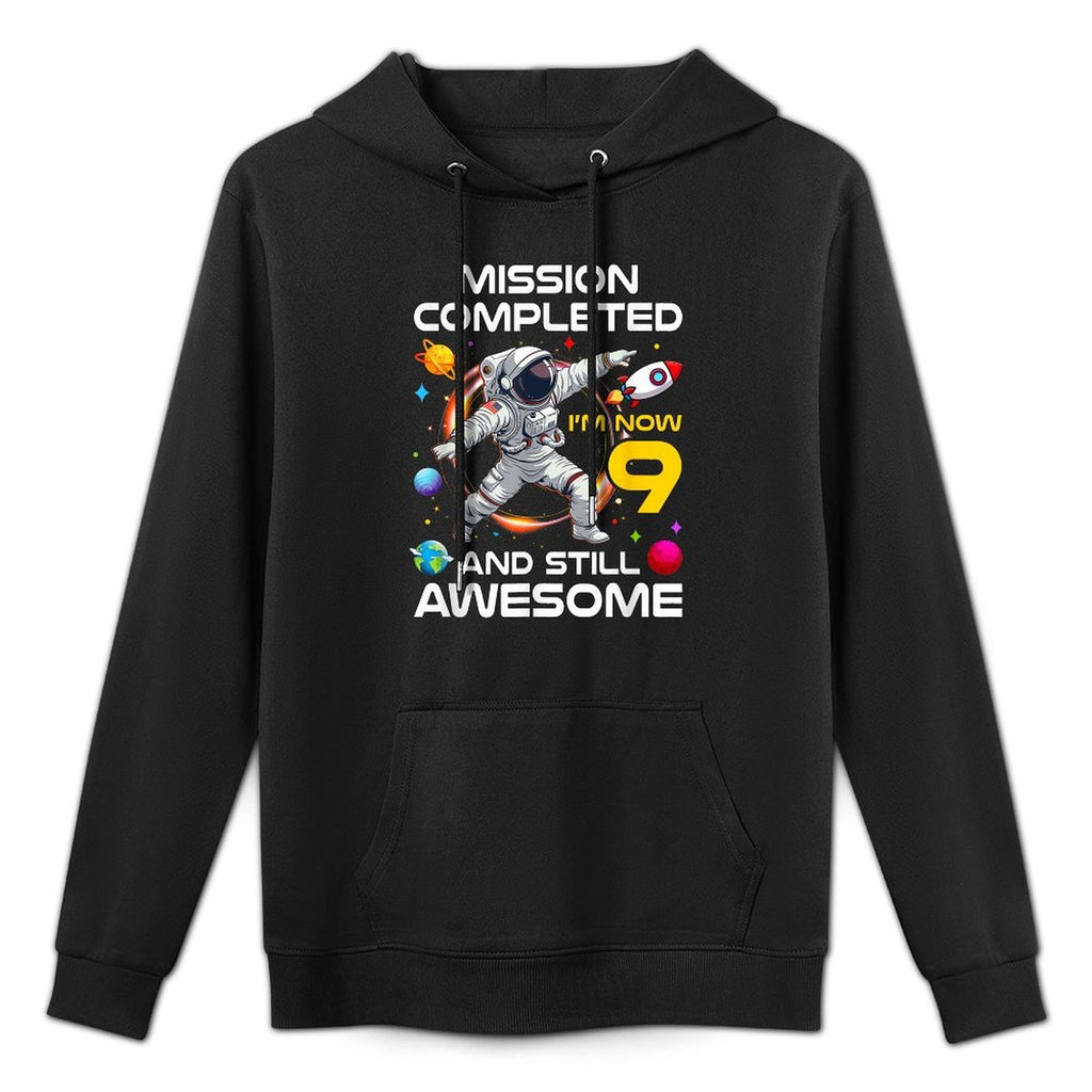 9Th Birthday Astronaut 9 Years Old Outer Space Birthday Medium-Weight Fabric Hoodie