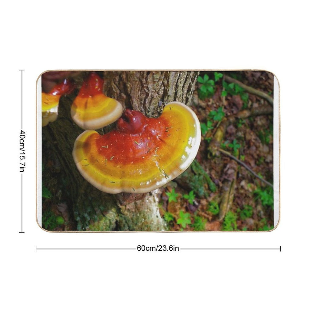 Wild Orange Mushroom in The Forest Nature Tree Print  Versatile Bath Mat