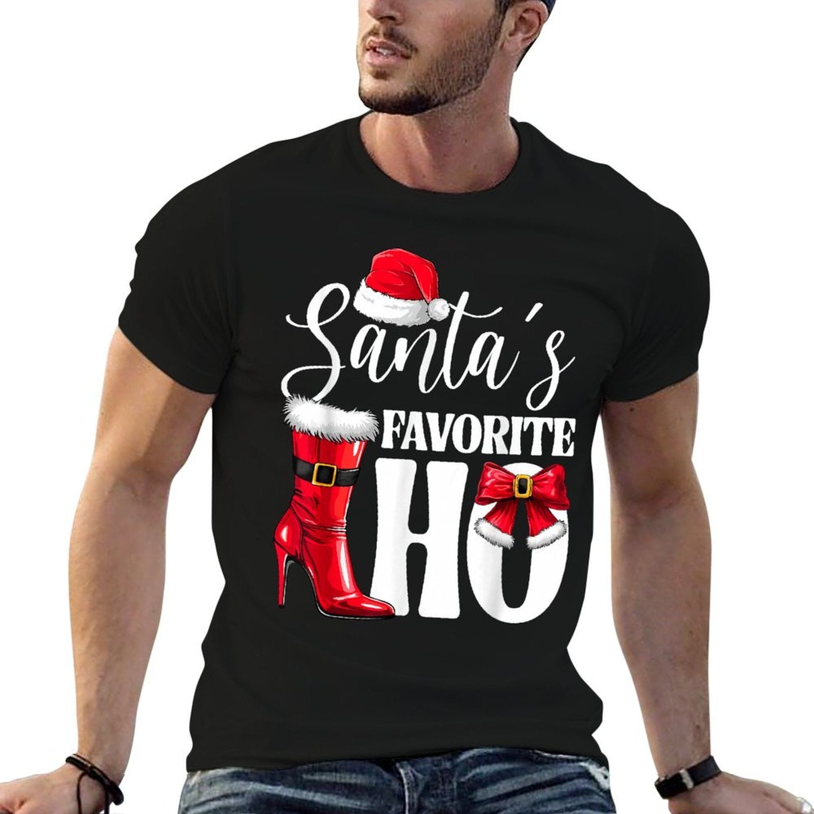 Santas Favorite HO Christmas Lights Merry Christmas Pajamas  Soft T-Shirt