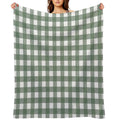 Plaid (sage Greenwhite) Travel-friendly Throw Blanket