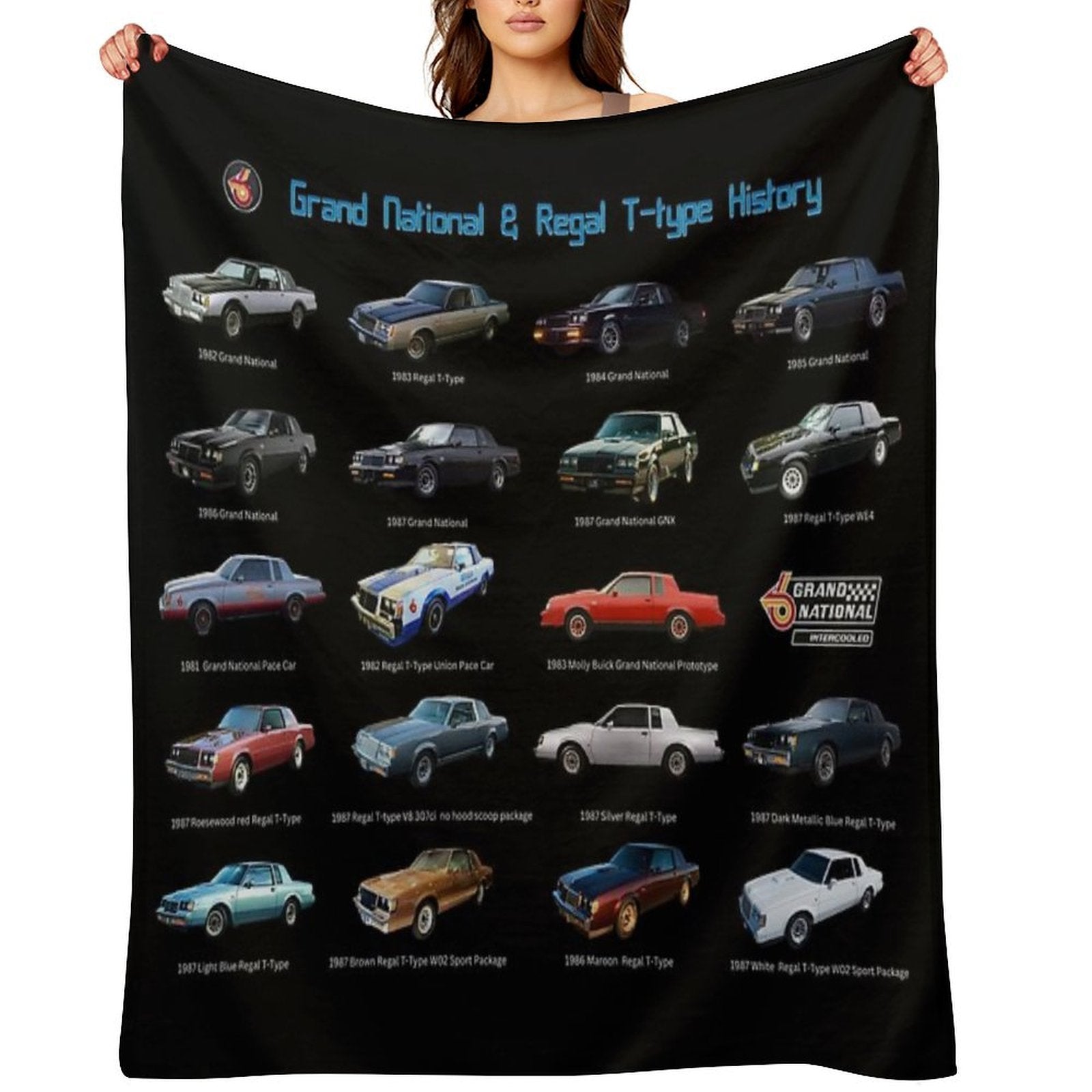 History of Grand National And Regal T-Type Turbos 1981 to 1987 Cars And Prototypes American Muscle Car Vintage Poster  Posters Gift-ready Throw Blanket
