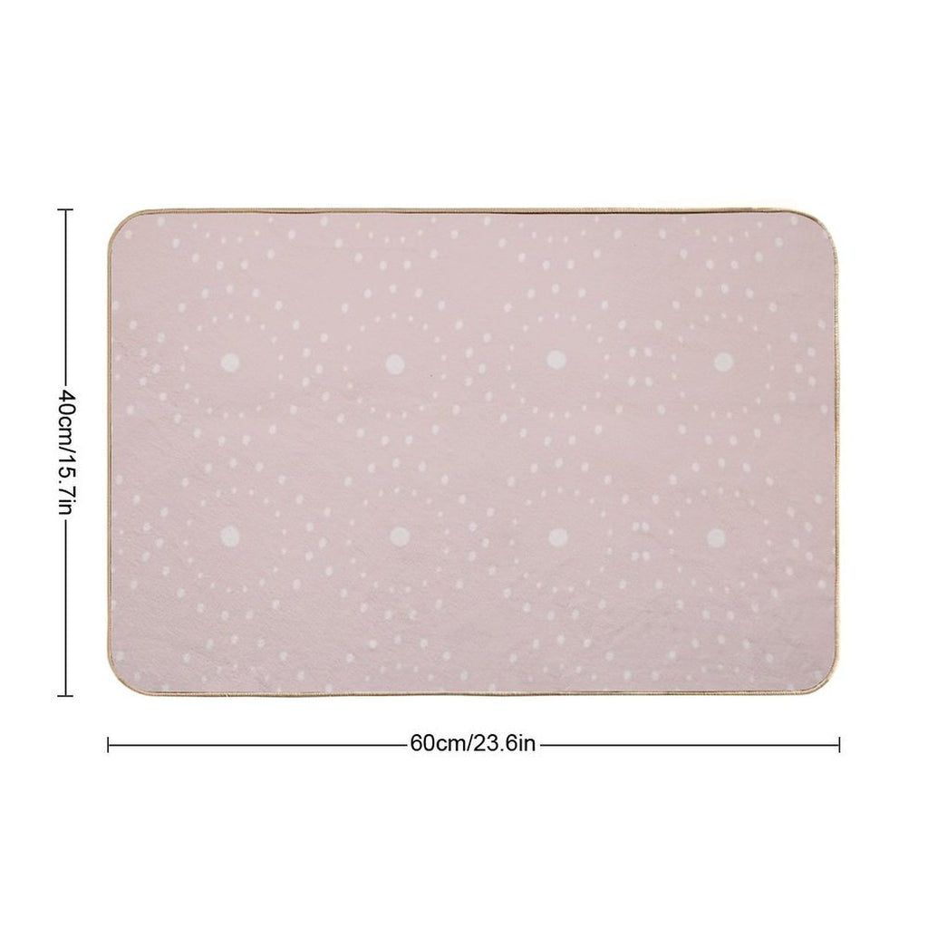 Cute Boho Minimalist Dotted Circles Design Pale Pink Durable Bath Mat