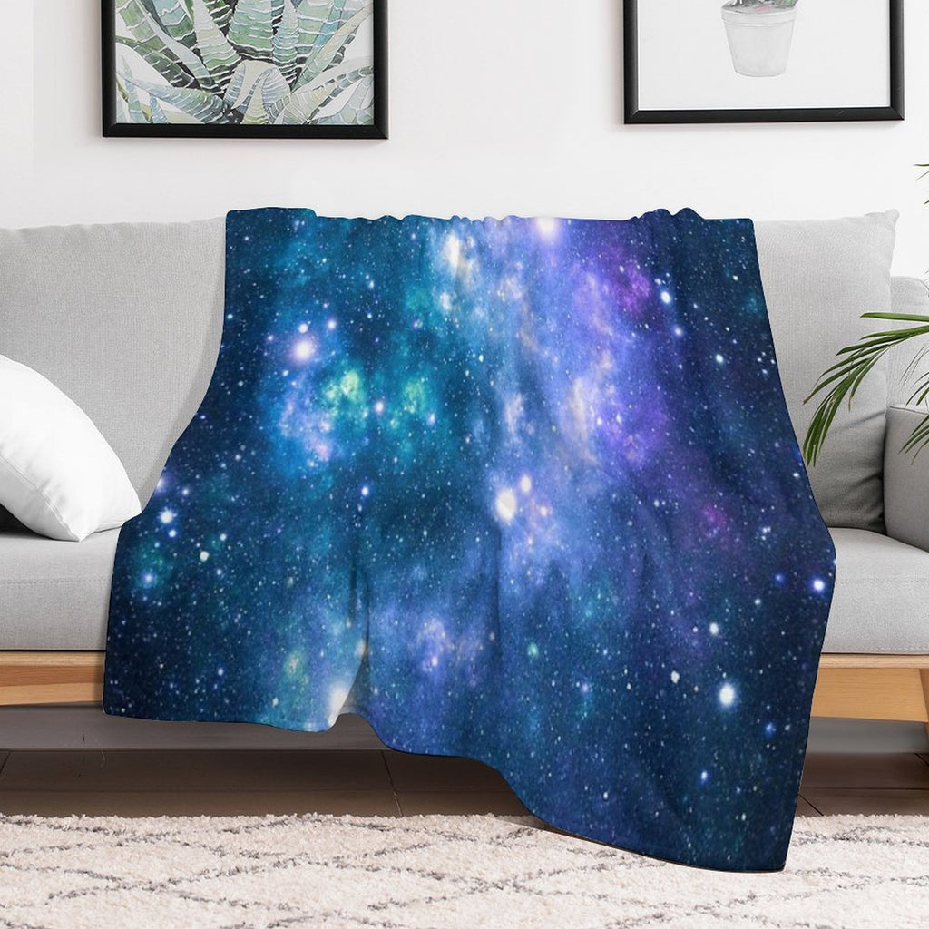 Turquoise Teal Purple Galaxy Nebula All-season Throw Blanket