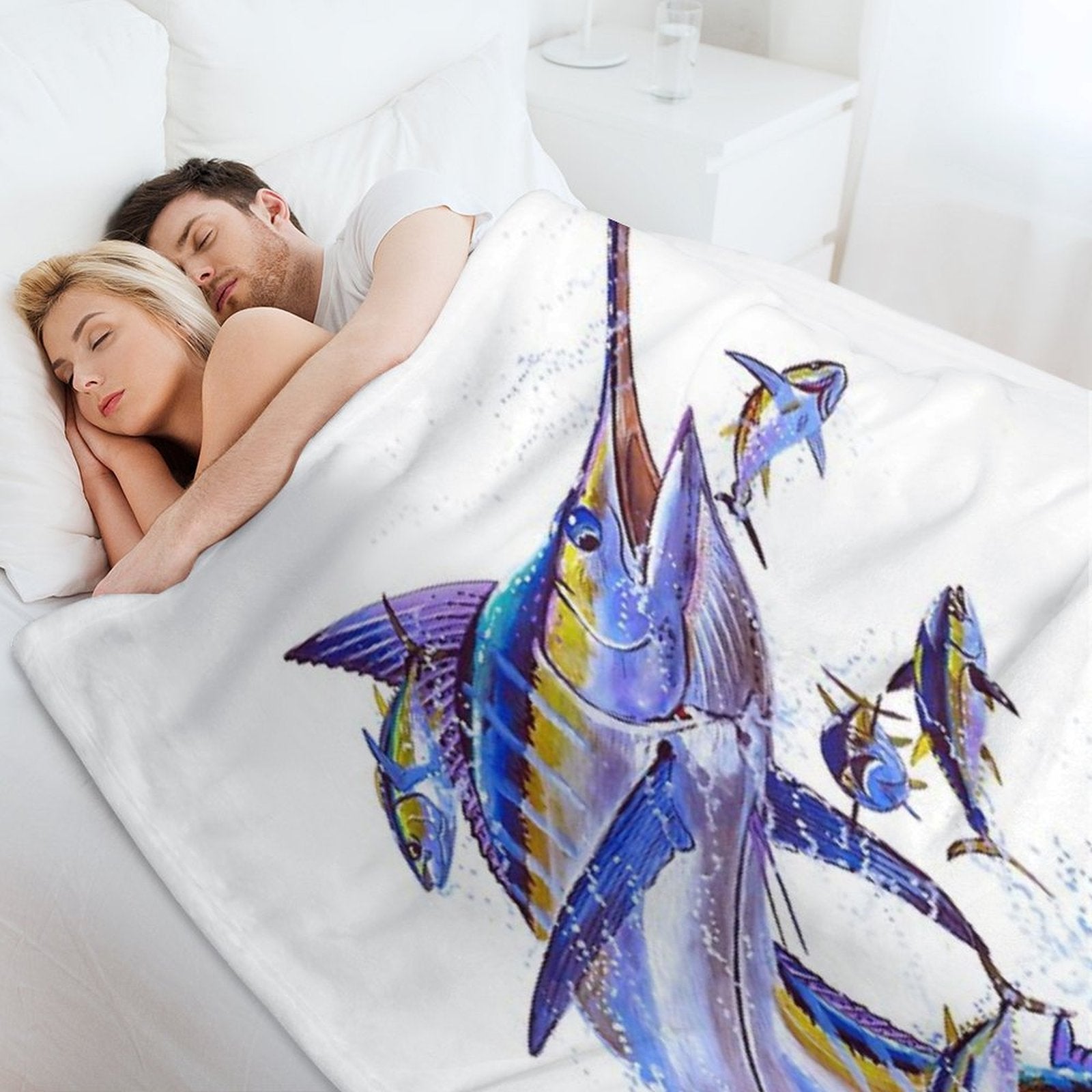 Blue Marlin And Tunas Quick-dry Throw Blanket