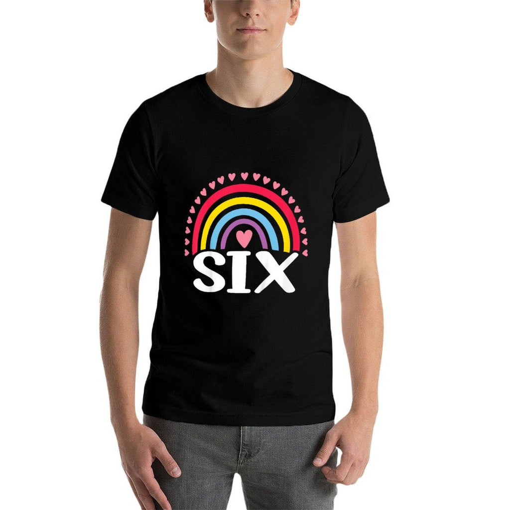 Kids 6th Birthday Gift Rainbow Fan 6 Years Old Girls 6 Bday  Slim-fit Cut T-Shirt