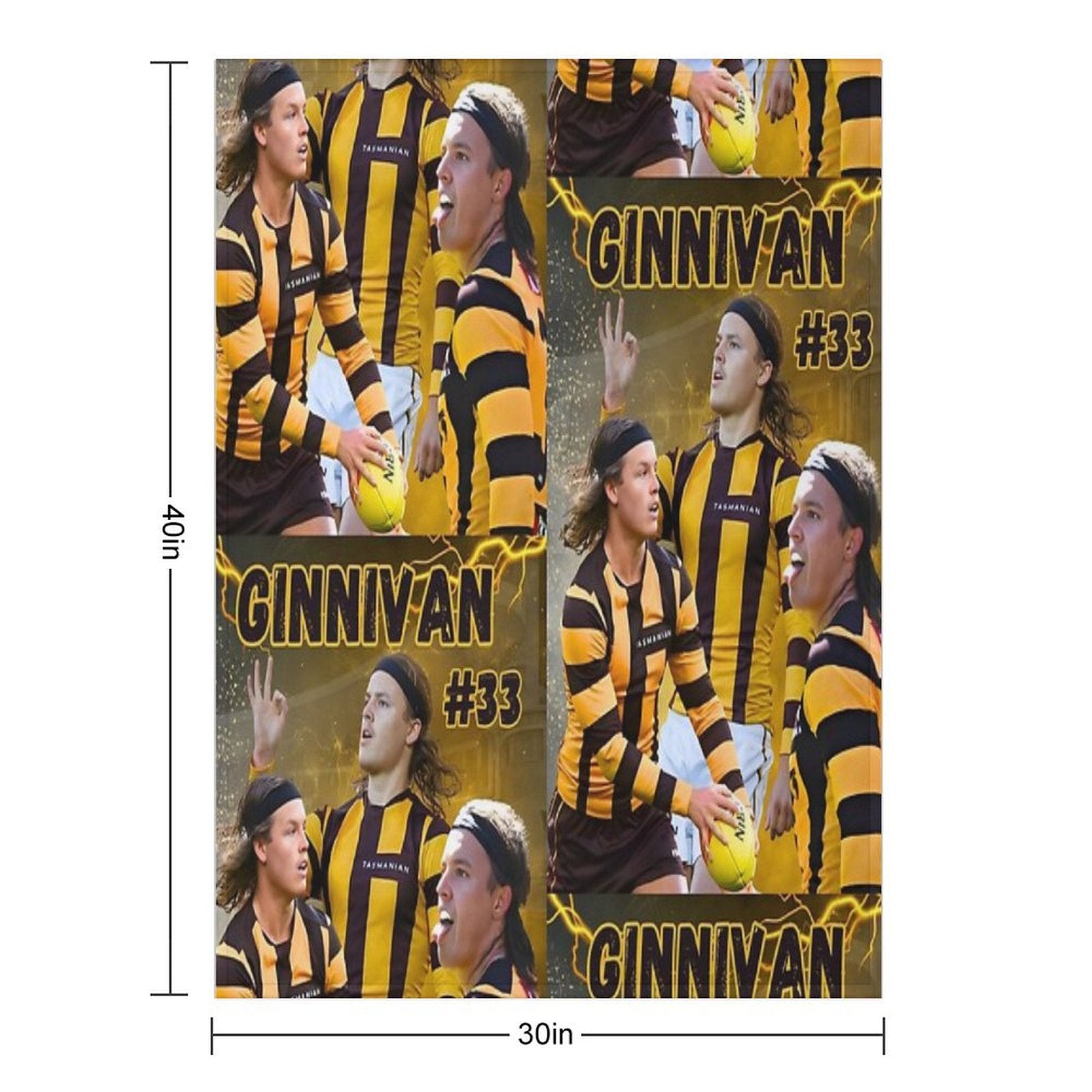 Jack Ginnivan Hawthorn Hawks AFL Footy Player Quick-dry Throw Blanket