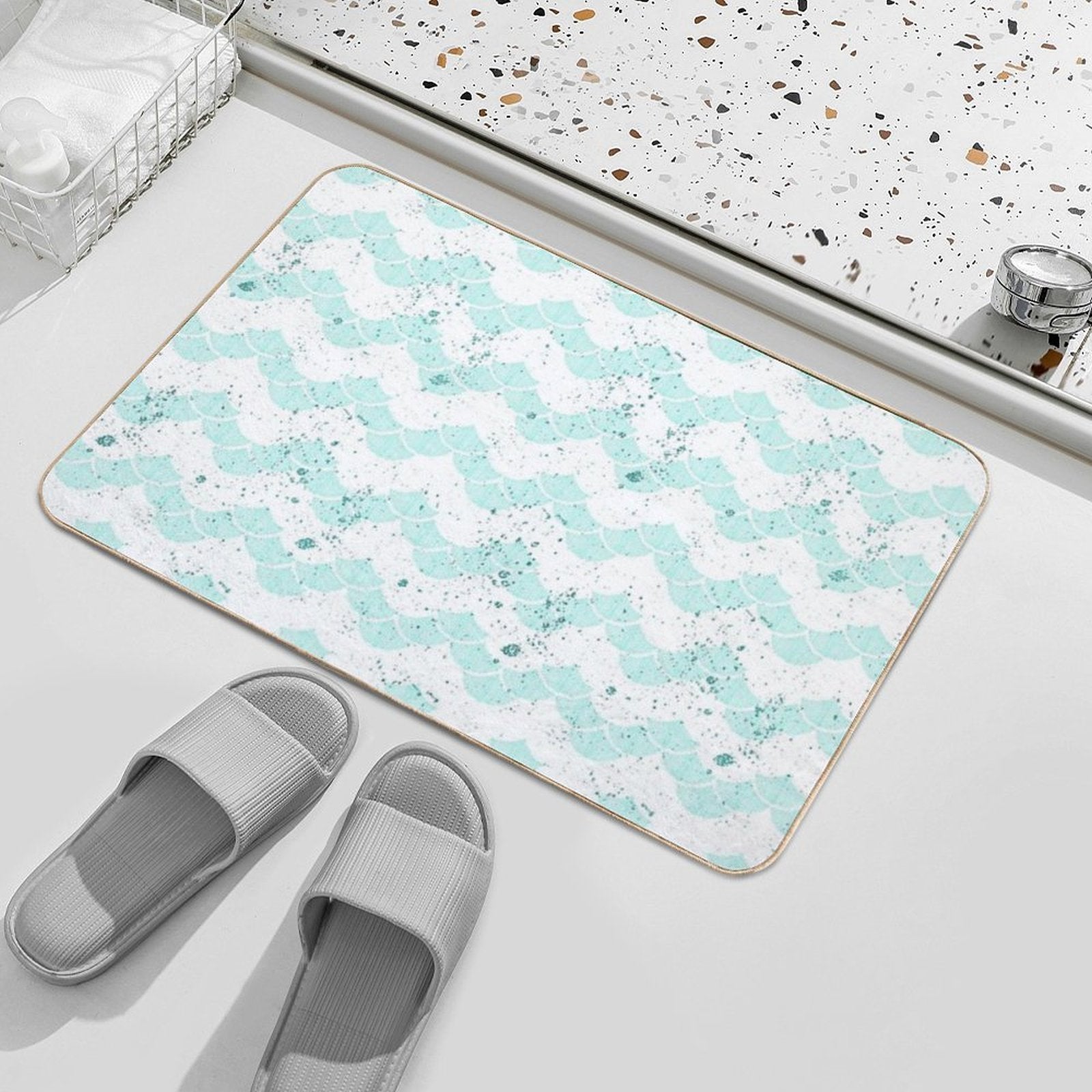 Mermay Scales Glitter Mermaid Have More Fun  Fade-Resistant Bath Mat