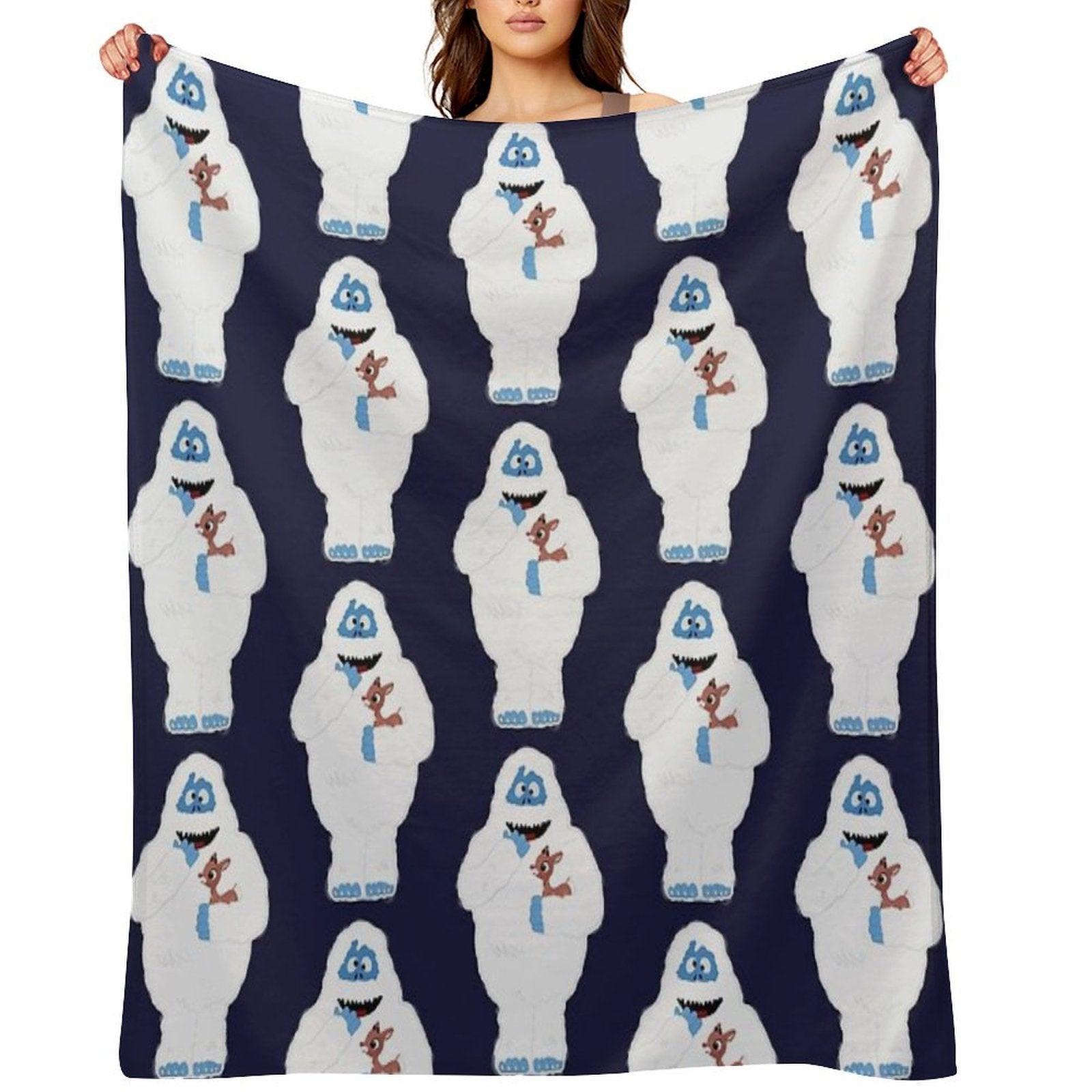 Classic Christmas Abominable Snowman with Rudolph © GraphicLoveShop Eco-conscious Throw Blanket
