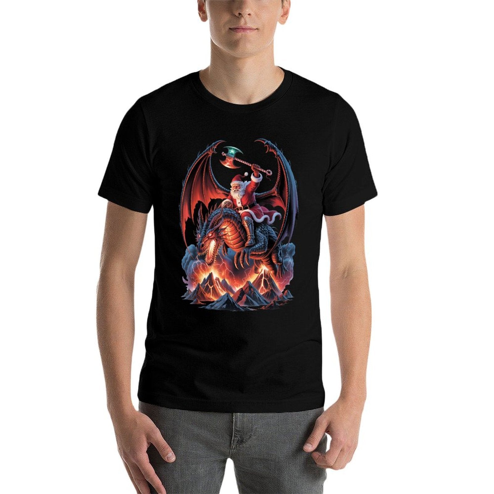 Epic Christmas Fantasy - MMO Mystic Santa Riding Dragon  Affordable Price T-Shirt