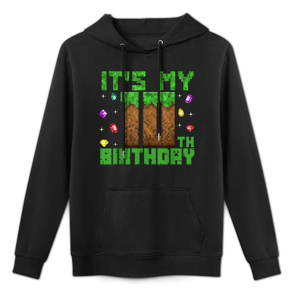 Birthday Boy It's My 10th Birthday Gamer Pixel Number Medium-Weight Fabric Hoodie