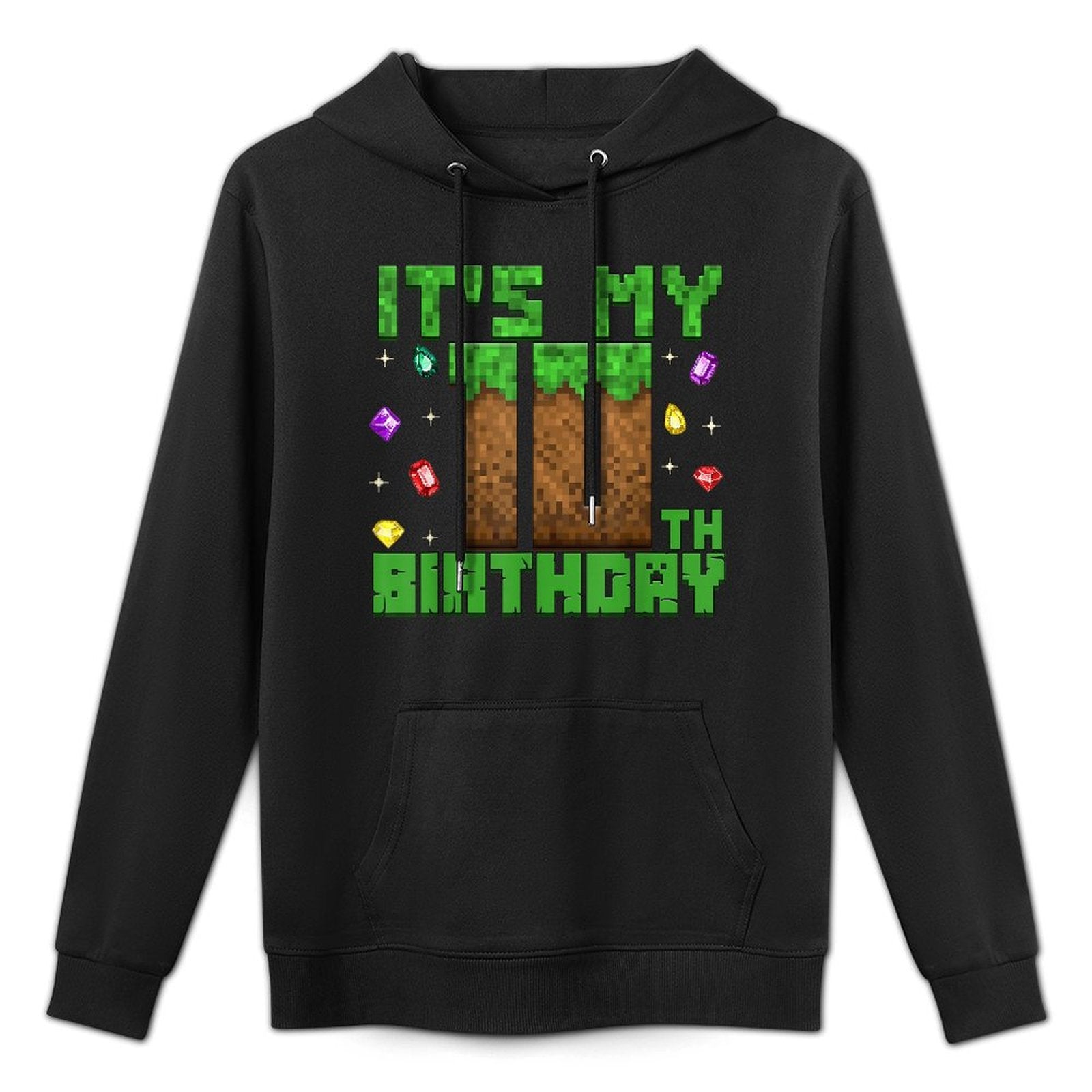 Birthday Boy It's My 10th Birthday Gamer Pixel Number Medium-Weight Fabric Hoodie