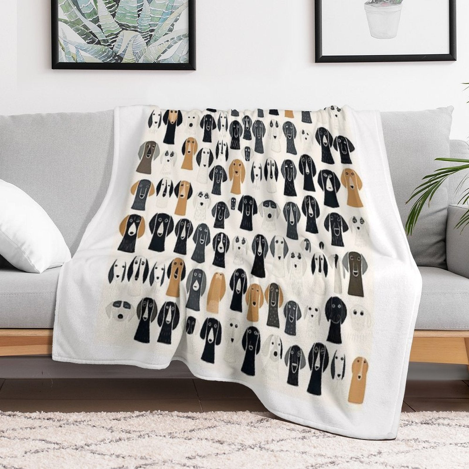 Quirky Dog Patterns Velvety-soft Throw Blanket