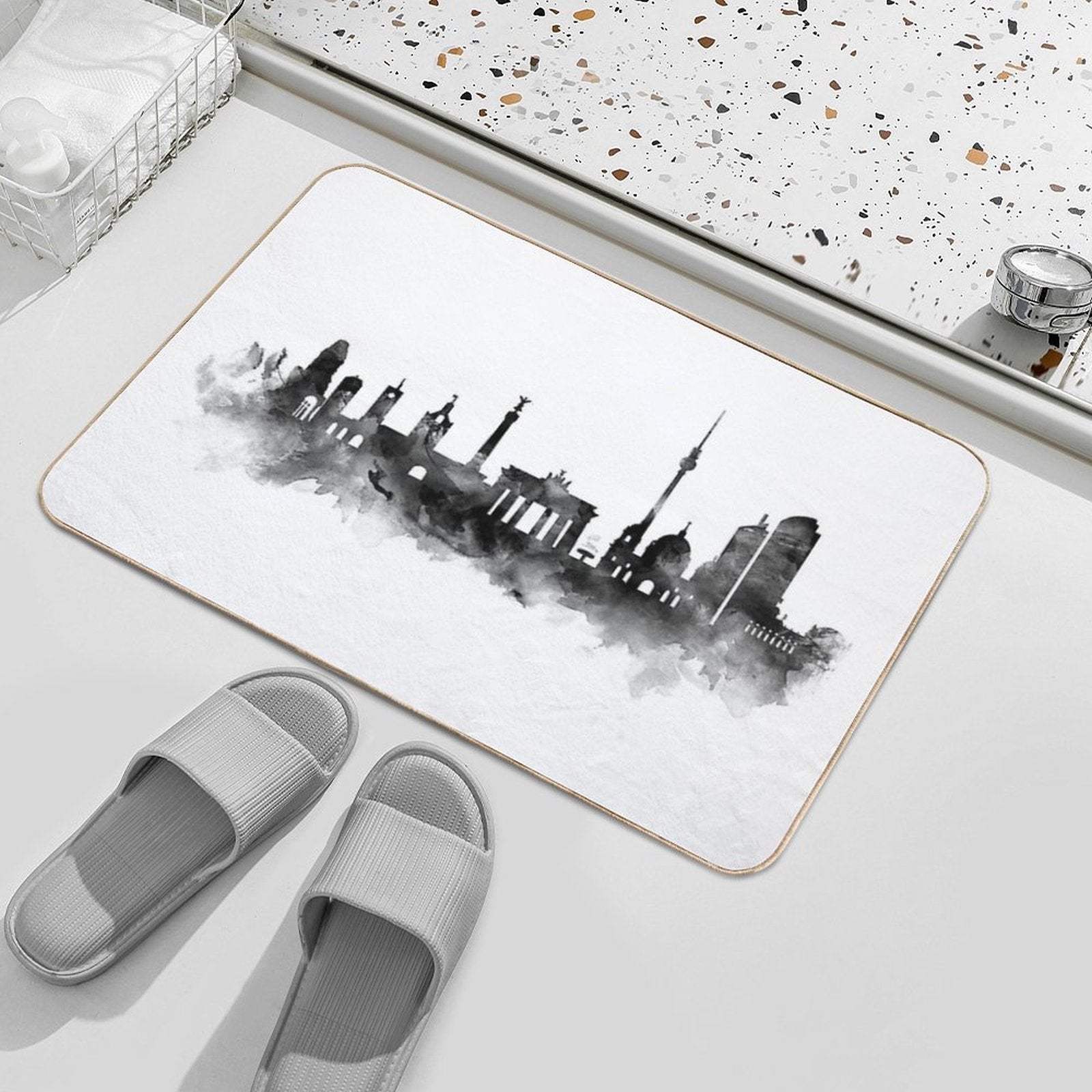 Berlin Skyline  Easy To Clean Bath Mat