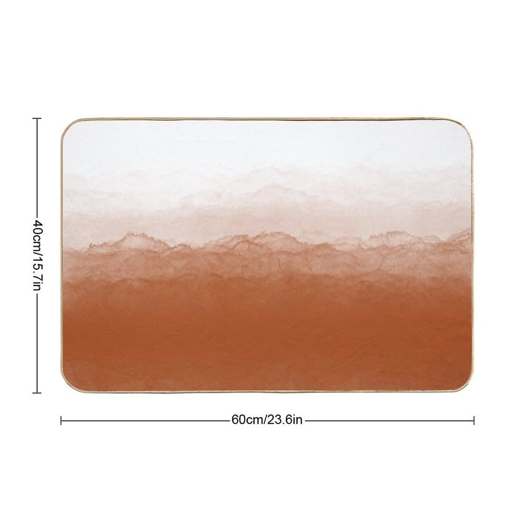 Abstract Watercolor Ombre (burnt Orangewhite)  Repositionable Bath Mat