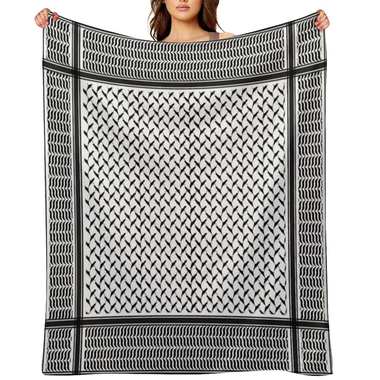 Palestinian Keffiyeh  Palestine Map Pattern Compact Throw Blanket