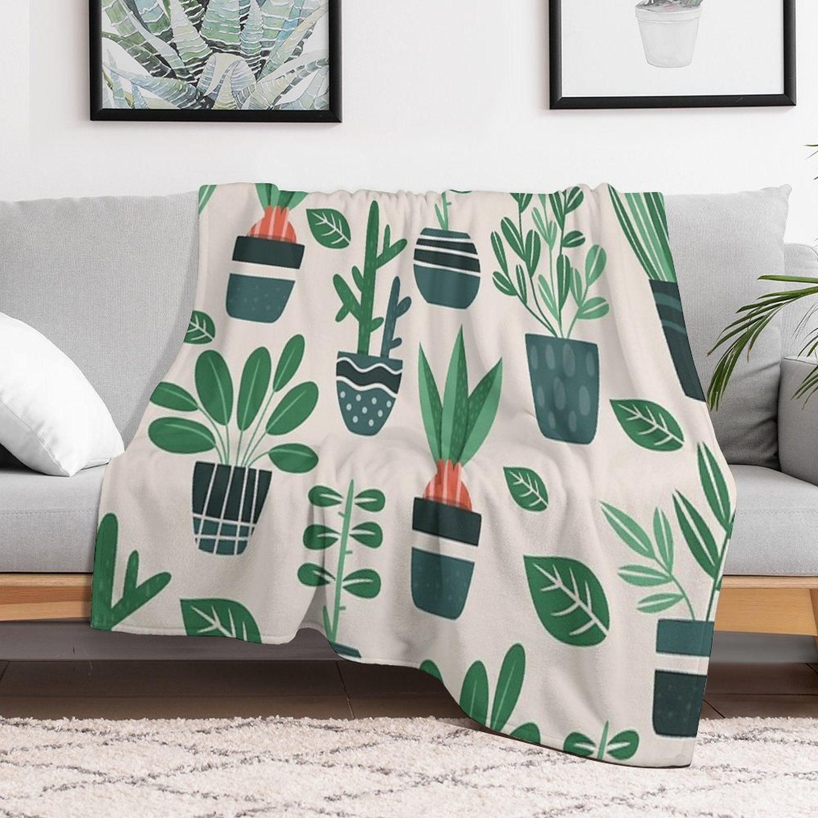 Potted Plants Easy Care Throw Blanket
