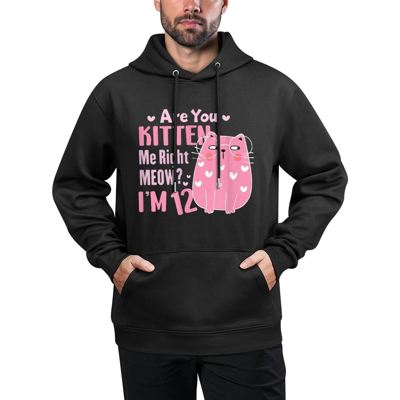 12th Cat Birthday Party Twelve Year Old Girl Birthday Medium-Weight Fabric Hoodie