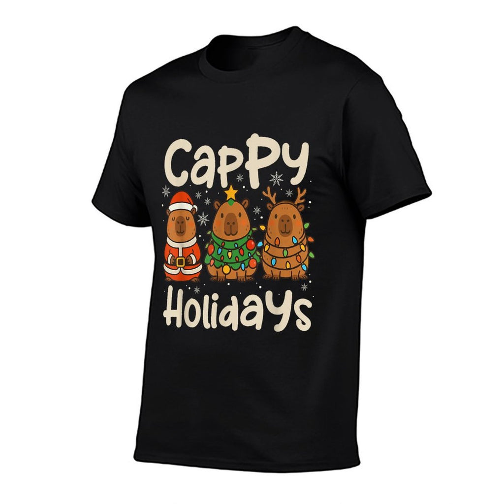 Cappy Holidays Capybara Christmas Pajama Rodent Animal  Graphic-printed T-Shirt