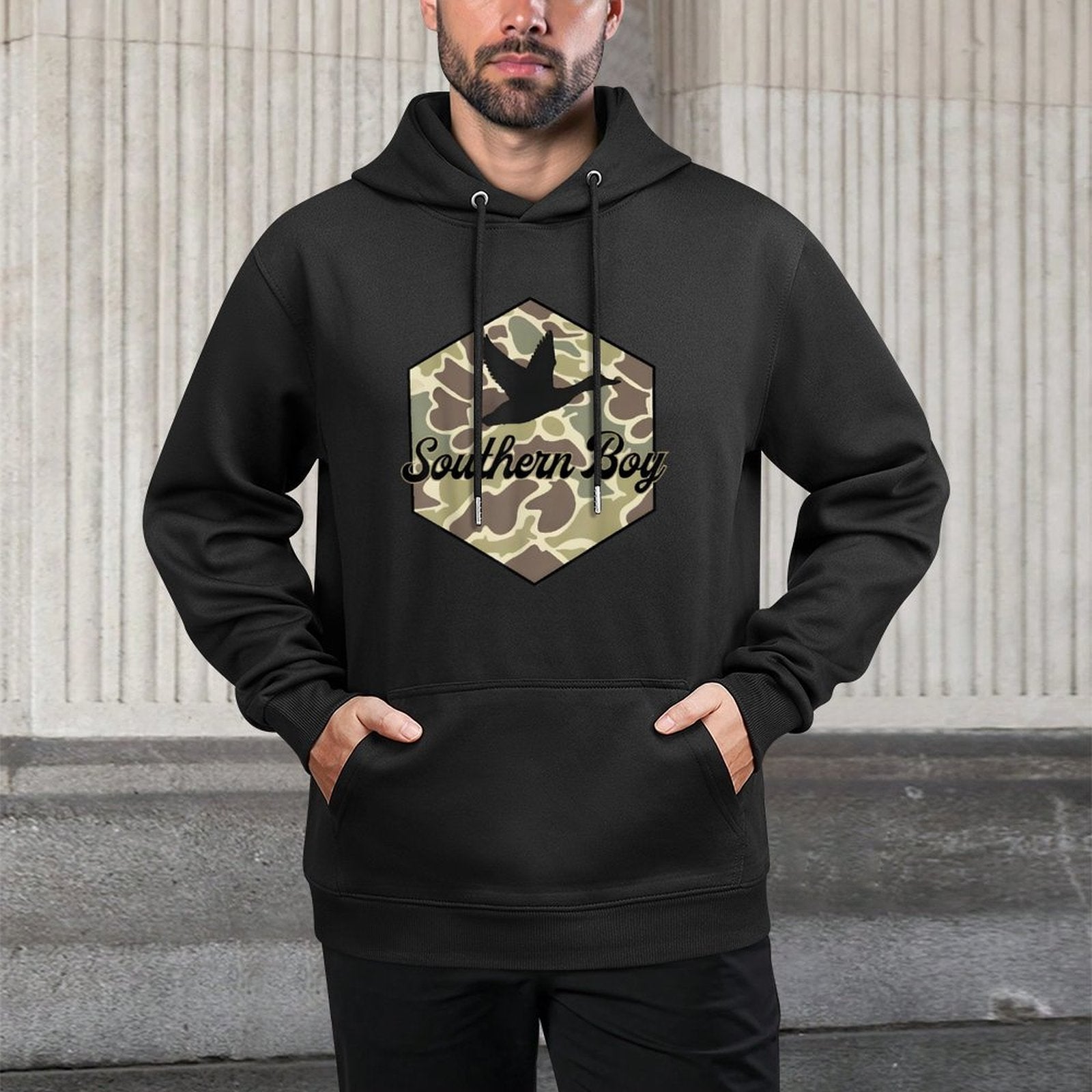 Southern Boy Camo Duck Hunting Western Hunting Boy Customizable Surface Hoodie