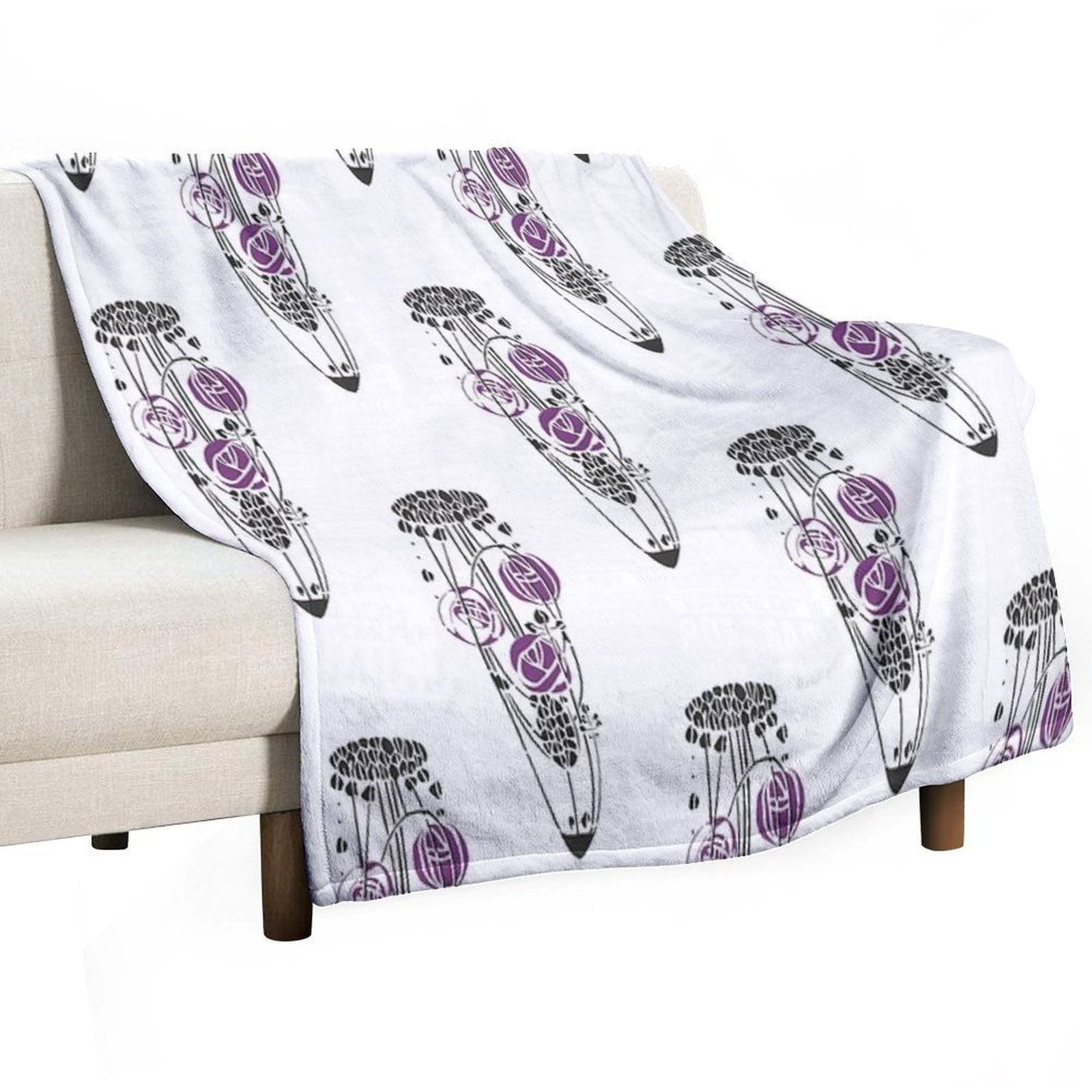 Charles Rennie Mackintosh Roses 4. Gift-ready Throw Blanket