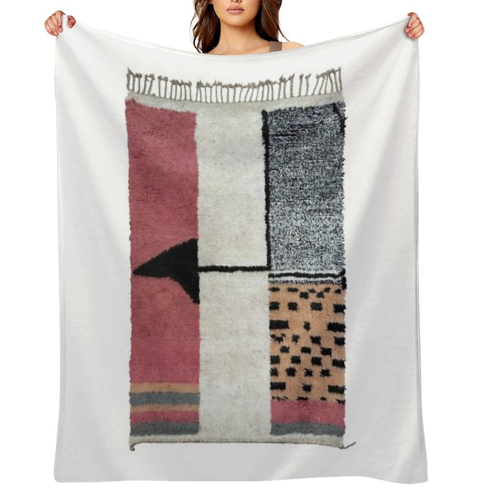 Traditional Farmhouse Rustic  Style Artwork Cactus Sabra Rug-handmade Silk  Boho Old Gift-ready Throw Blanket