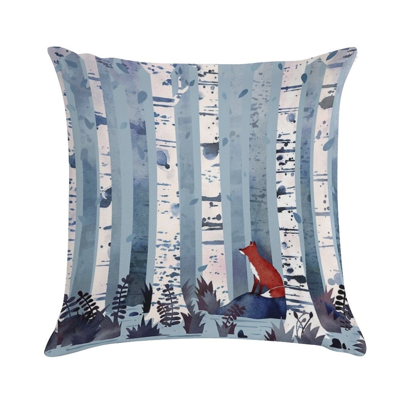 The Birches (in Blue) Soft Durable Construction Throw Pillow