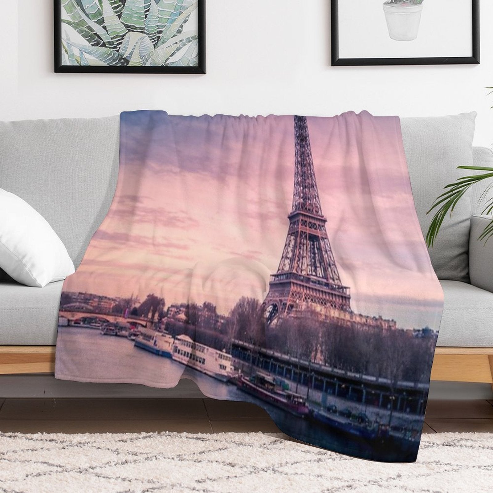 Paris France Eiffel Tower Durable Throw Blanket